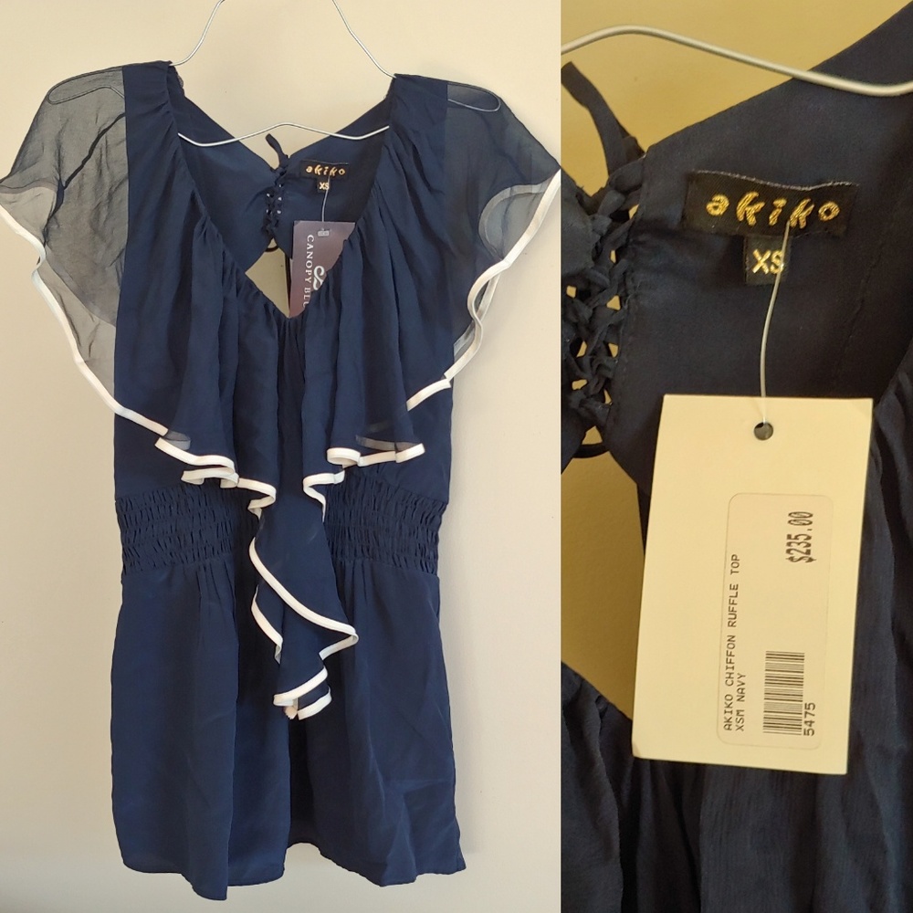 Nwt Akiko japan silk butterfly flowy romantic top